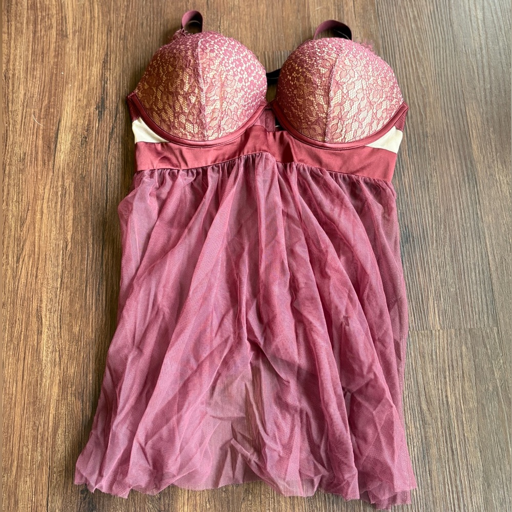 Victoria's Secret Burgundy Lace Chemise